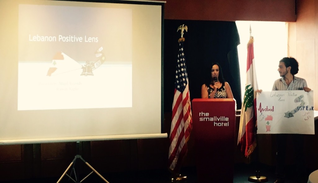 Team members of the ‘Lebanon Positive Lens’ project presenting their achievements 